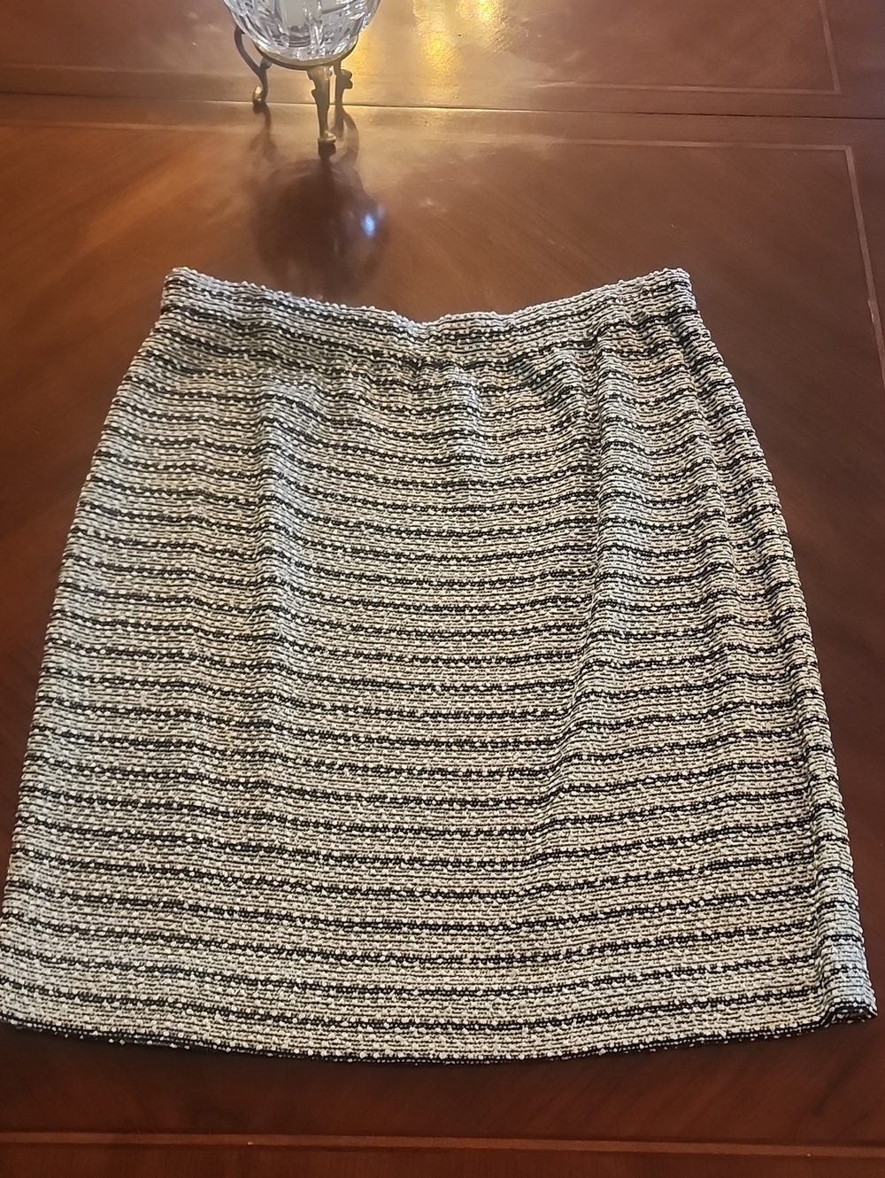 St. John Black and White Striped Tweed Pencil Skirt
